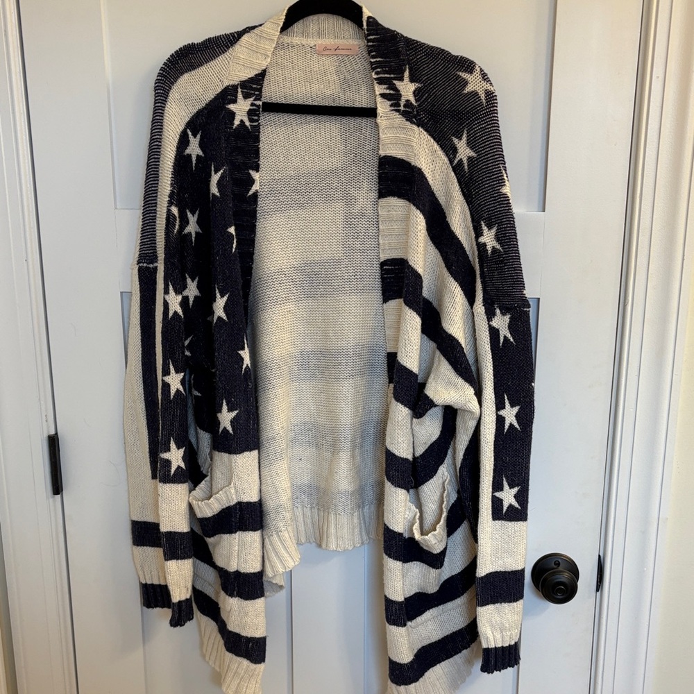 Ces Femme Navy and White Star Cardigan